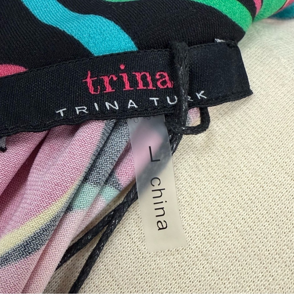 NWT TRINA TURK Halter Dress L Hana Hou Vibrant Black Tropical Floral Resortwear - Picture 10 of 13